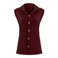thumbnail image 5 of OAVQHLG3B Tank Top for Women Tops for Women Casual Summer Turn-down Collar Leisure Sleeveless Solid Vest Tops, 5 of 6