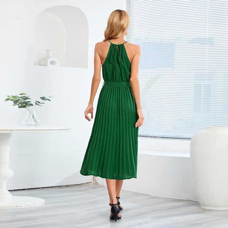 Gubotare Women's Gathered Halter Dress(Green,XXL) - Walmart.com