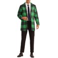 thumbnail image 2 of INSPIRE CHIC Plaid Overcoat for Men's Notch Lapel Color Block Formal Checked Coat Green Black 2XL, 2 of 5