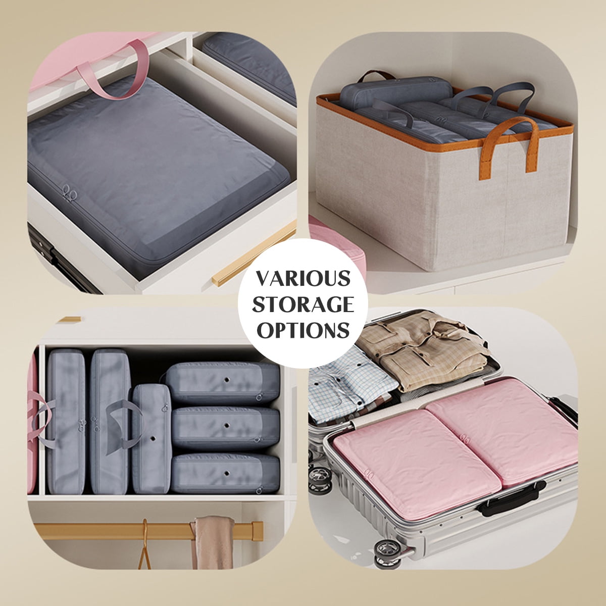 AUXDIQ 3 PCS Compression Packing Cubes Travel Luggage Organizer Bags Set Packing Organizers Compression Suitcase Bag Travel Essential Bag