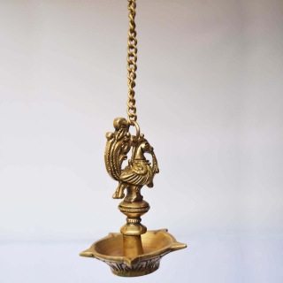 Ashopi Brass Hanging Bird Oil Lamp Decorative Statue in Antique Finish for Home Decoration