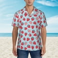 thumbnail image 4 of Balery Strawberries Print Men's Hawaiian Shirts Short Sleeve Beach Shirt Relaxed Fit Vacation Button Down Shirts-, 4 of 9