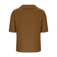 thumbnail image 5 of FUYUDY Women'S Linen Blouse Short Sleeve Loose Fit Solid Color Double Open Front Lapel Shirt Comfortable Breathable Female Top For Summer Beach And Daily Wear,Brown,XXL, 5 of 5