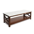 thumbnail image 2 of Contemporary Home Living 43.5" Brown and White Rectangular Italian Carrara Marble Coffee Table, 2 of 8