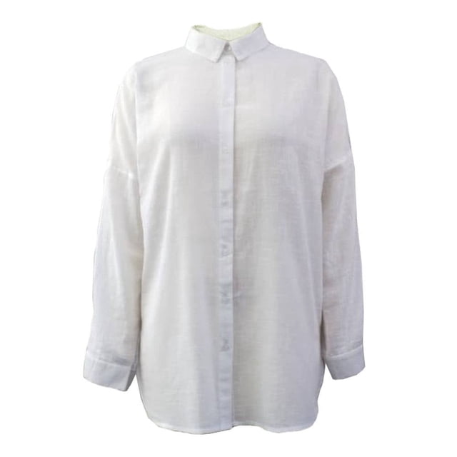 Ropa de Playa Ocean Pacific para Mujer Camisera Manga Larga Oversize Blanco Talla G