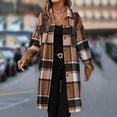 thumbnail image 4 of SYMOID Womens Brown Plaid Shacket - 100% Polyester, Oversized Relaxed Fit Long Sleeve, with Functional Chest Pockets, Lightweight for Spring Fall Layering, S-XXL,Size XL, 4 of 6