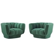 Tufted Armchair Accent Chair, Set of 2, Velvet, Green, Modern Contemporary Urban Design, Living Lounge Room Hotel Lobby Hospitality