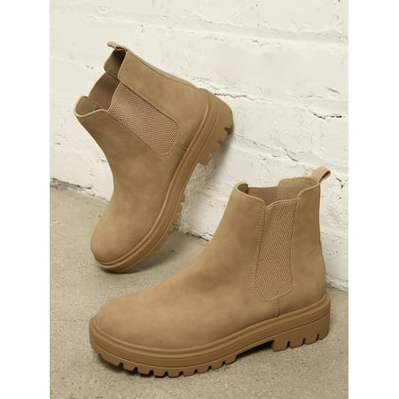 

Nubuck PU Round Toe Chelsea Boots Women‘s Footwear