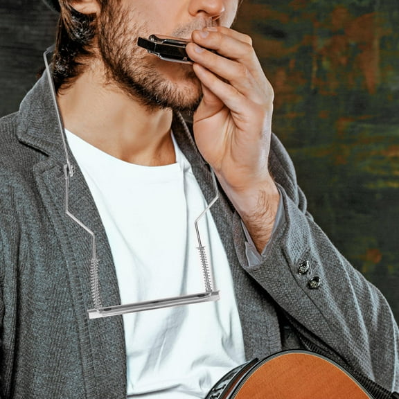 WHAMVOX Stainless Steel Harmonica Holder for 10Hole Harmonica Lightweight and Durable Silver Color Fits Most Brands