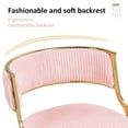 thumbnail image 4 of Peispie 25" Counter Height Bar Stools Set of 2, Modern Corduroy Barstools with Low Back and Gold Metal Legs, Padded Kitchen Island Chairs with Footrest for Home Bar, Pink, 4 of 9