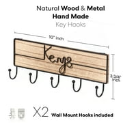 Snapinvent Wall Mounted Key Hooks Holder | Entryway Wooden Keys Hanger Organizer | Natural Wall-mount Wood & Metal Key-hooks