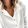 thumbnail image 3 of Hooded Sweatshirt Women Solid Buttons Hooded Pockets Pullover Sweatshirt Long Sleeves Blouse Tops, 3 of 9