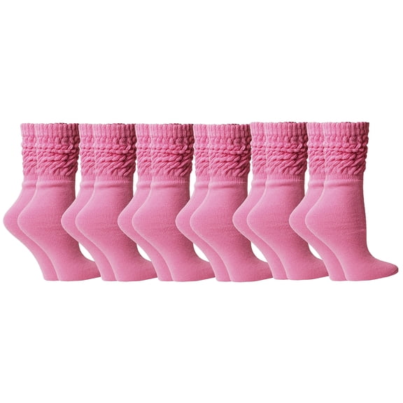 Yacht & Smith 6 Pairs Women's Scrunched Slouch Socks, Cotton Boot Socks Bulk Pack