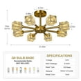 thumbnail image 2 of Modern Crystal Chandeliers Industrial Sputnik Chandeliers Gold Ceiling Light Semi Flush Mount Ceiling Lighting for Hallway Entryway Bathroom Living Room Kitchen Island（ 8-Light）, 2 of 8