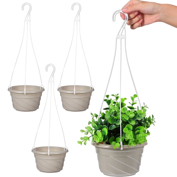 KONTONTY Set of 4 Hanging Plant Baskets for Outdoor Use, Portable Design with Assorted Colors for Garden and Patio