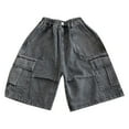 thumbnail image 6 of Weebloom Toddler Baby Shorts Boy Casual Loose Denim Retro Street Summer 1-12Years Cute Streetwear,4-5 Years, 6 of 7