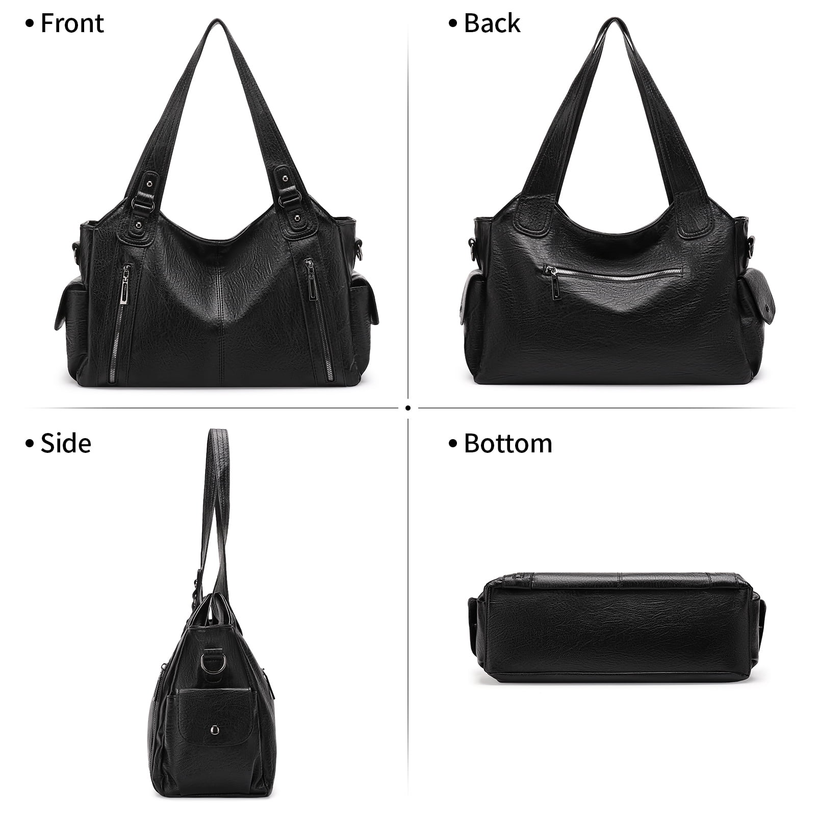 KALUNMA Handbags for Women Large Hobo Shoulder Bags Soft PU Leather Multi-Pocket Tote Bag