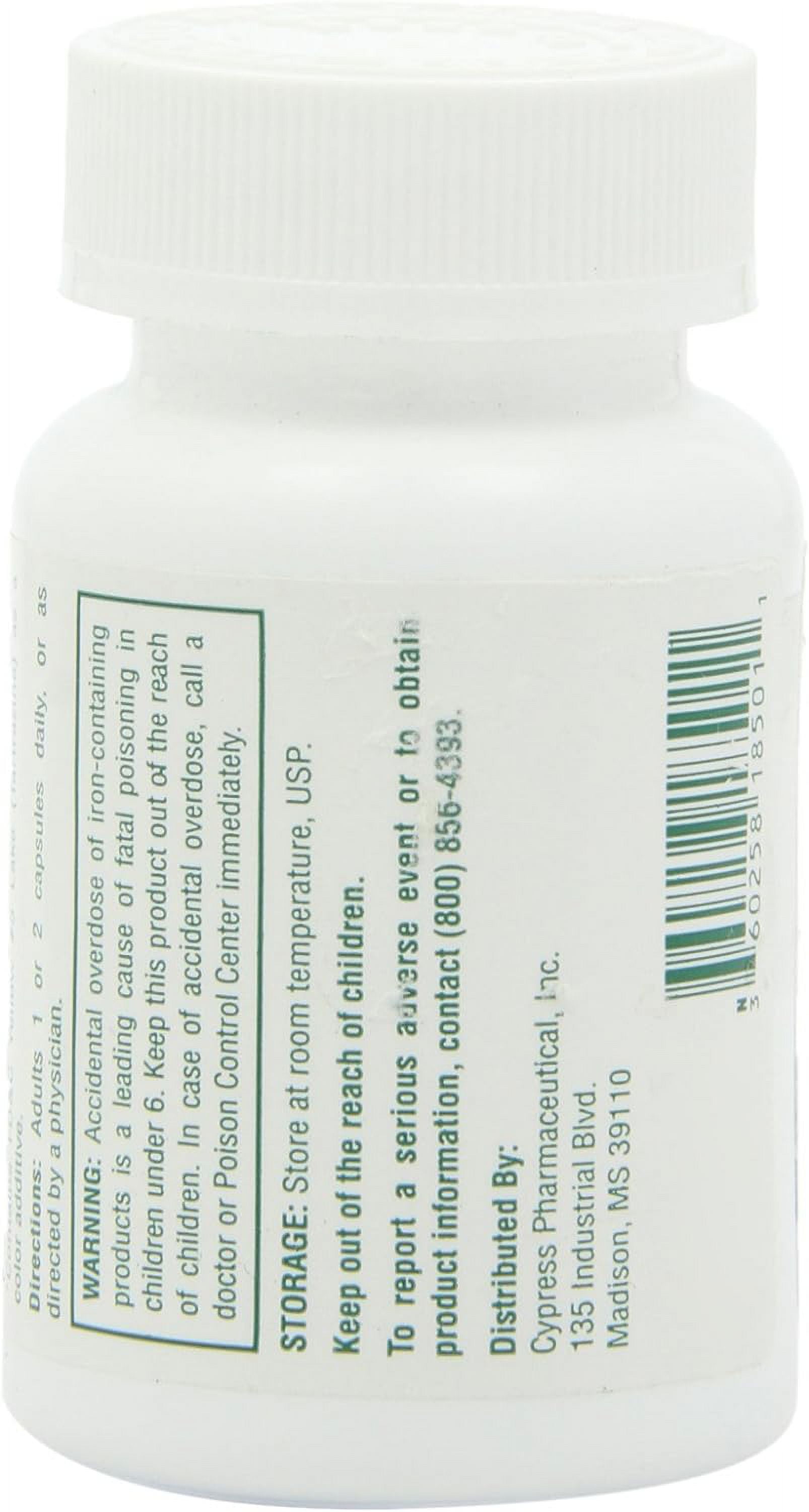 Dietary Supplement - Poly Iron Capsules 150 mg (100 caps per bottle) by Cypress Pharmaceutical #185-01 (1 Bottle of 100 Caps)