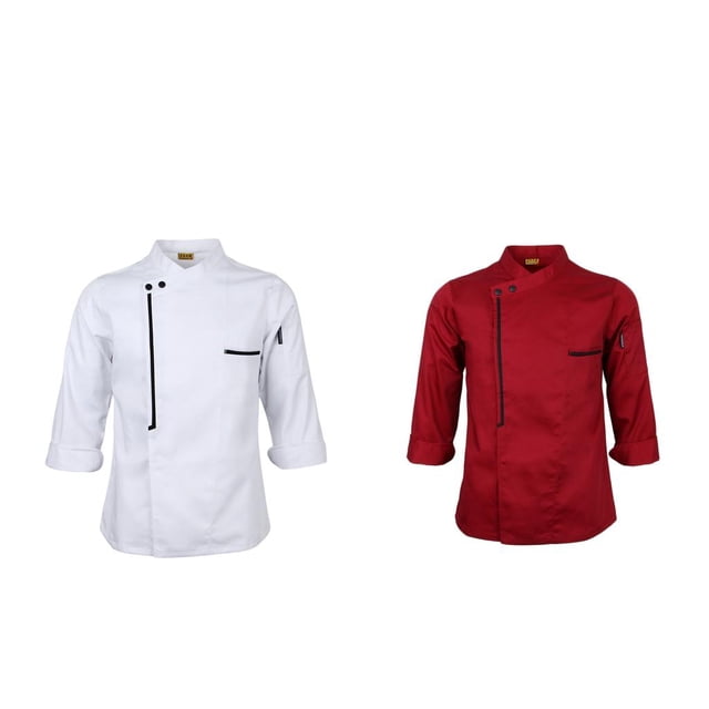 Chaqueta de primavera para mujer, 2 uds., de camarero duraderos para panadería de Hotel blanco rojo Baoblaze Chaquetas de cocinero