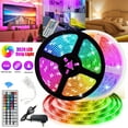 thumbnail image 1 of LED Strip Lights, 16.4/32.8ft RGB LED Light Strip SMD 3528 LED Tape Lights, Flexible Color Changing LED Strip Lights with Remote Controller and 12V Power Supply for Home, Bedroom, Kitchen, 1 of 10