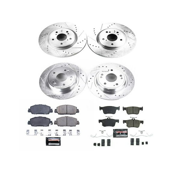 Front and Rear Brake Pad and Rotor Kit - Compatible with 2018 - 2025 Honda Accord 2.0L 4-Cylinder 2019 2020 2021 2022 2023 2024