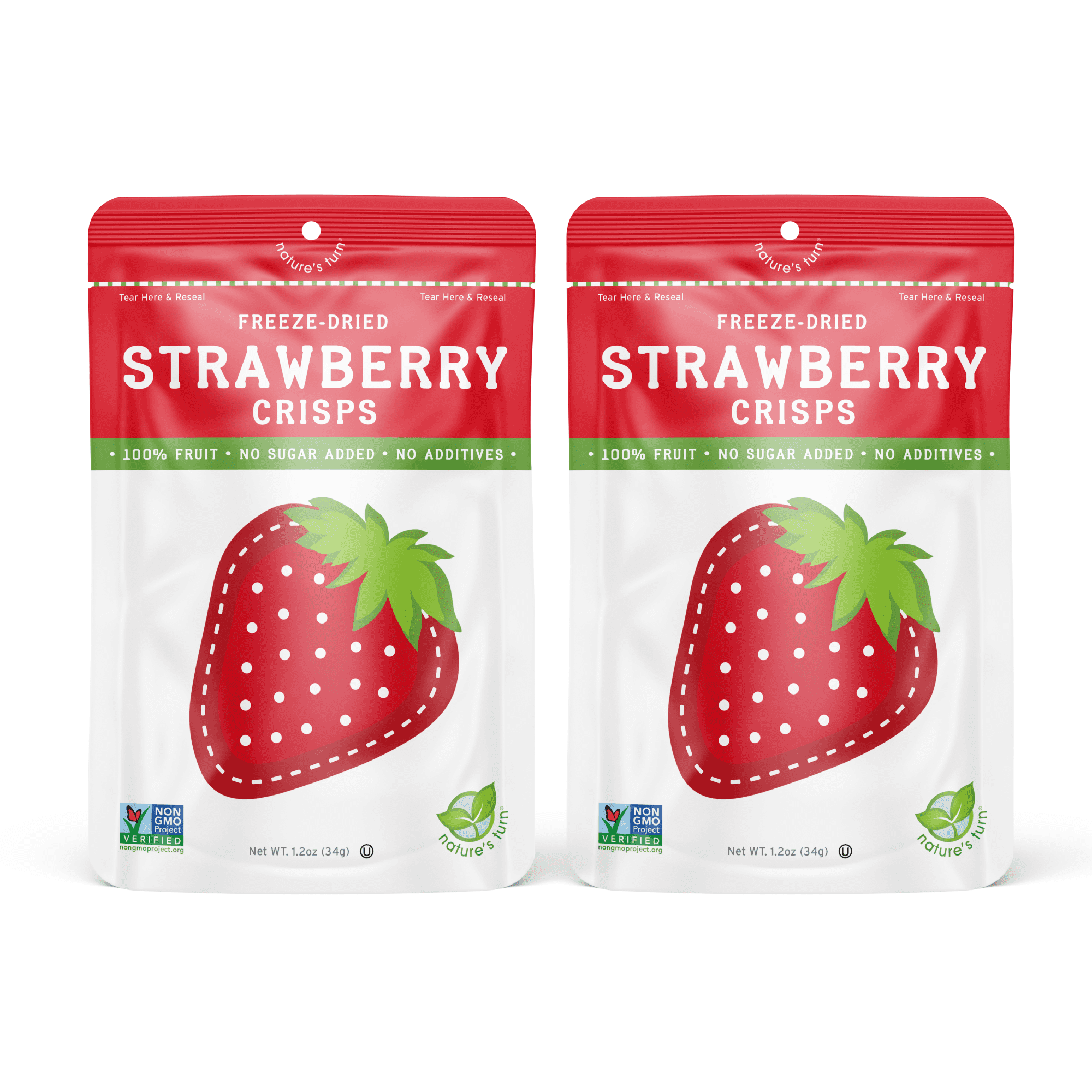 Nature’s Turn Freeze-Dried Strawberry Crisps, No Added Sugar, Healthy Natural Fruit Crisp Snack for School Lunches, 24 Pack (0.35 oz Each)