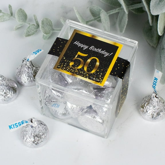 6ct 50th Birthday Party Favors for Guests JUST CANDY® favor cubes with Hershey Kisses Chocolate (6 Count) Candy Favor