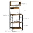 thumbnail image 2 of Rustic Brown Baker's Rack with Power Outlet & USB Charging | Kitchen Microwave Shelf with 5 Hooks - 60.2" Tall Storage Cabinet, 2 of 7