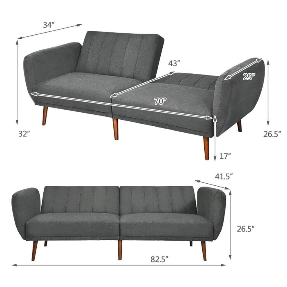 Finihen Convertible Futon Sofa Bed, Modern Convertible Sleeper Couch, Adjustable Couch Sleeper with Wood Legs, for Studio, Apartment, Office, Small Space, Living Room, Bedroom, Gray Finihen Convertible Futon Sofa Bed, Modern Convertible Sleeper Couch, Adjustable Couch Sleeper with Wood Legs, for Studio, Apartment, Office, Small Space, Living Room, Bedroom, Gray