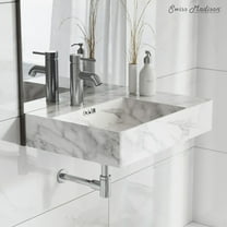 St. Tropez 24" Left Side Faucet Wall-Mount Bathroom Sink in White Marble