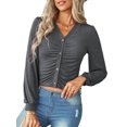 thumbnail image 1 of Camisa de mujer de manga larga con cuello en V Botones Crop Casual Cardigan Abanopi Cárdigan de mujer, 1 of 7