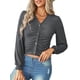 thumbnail image 1 of Camisa de mujer de manga larga con cuello en V Botones Crop Casual Cardigan Abanopi Cárdigan de mujer, 1 of 7