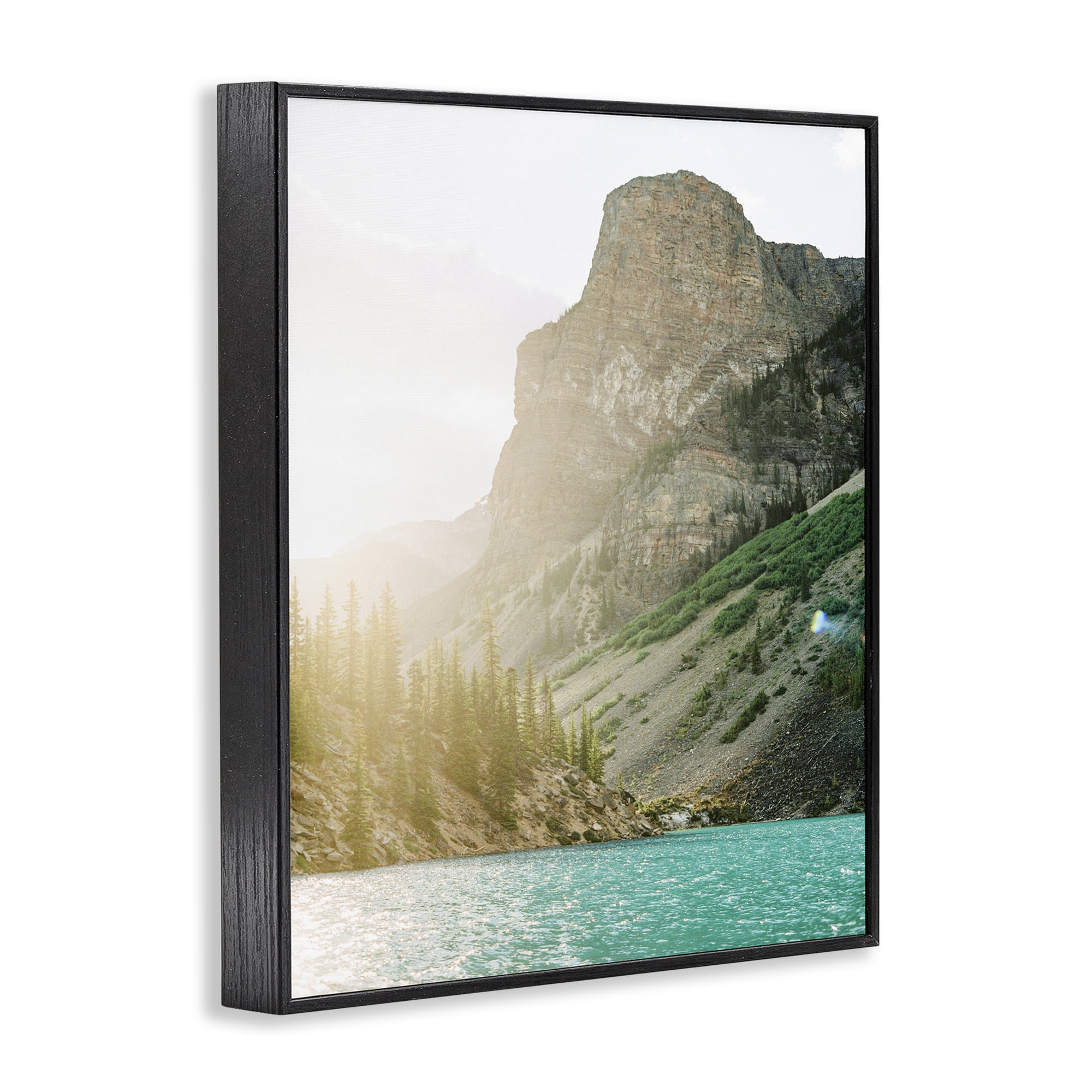 Stupell Industries Sunlit Hills Peak Landscape Photography Black Framed Art Print Wall Art, 24 x 30