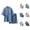 Dark Blue, variant on Mens Pajamas Set Summer Lightweight Short Sleeve Kimono Yukata Spa Sauna Bathrobe and Pajama Shorts 2 Piece Pjs Set Sleepwear