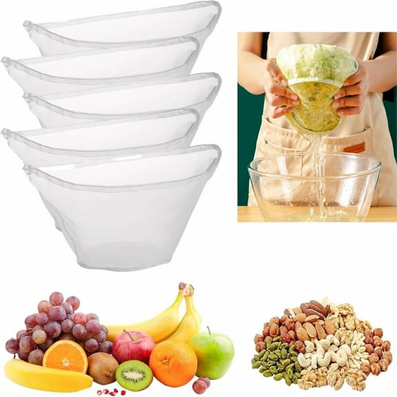 5PCS Cheese Cloth Bags for Straining, Bowl-shaped reusable nylon cheese cloth filter bag, fine mesh multi-purpose food filter bag, suitable for nut milk, juice, soy milk, dumpling fillings.