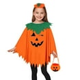thumbnail image 5 of Kilaqueen 3 PCS Halloween Pumpkin Costume for Women/Girl, Glow in the Dark Pumpkin Poncho with Headband & Candy Bag, Adults/Kids Pumpkin Cape Halloween Outfit Family Matching Halloween Poncho Set, 5 of 6