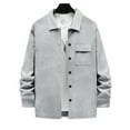 thumbnail image 4 of Levmjia Men's Casual Jacket Button Up Jacket Turn-Down Collar Jacket Lightweight Fall Jacket Men's Long Sleeve Jacket Polyester Outdoor Wear Solid Color Jacket Sizes S-3XL, 4 of 8