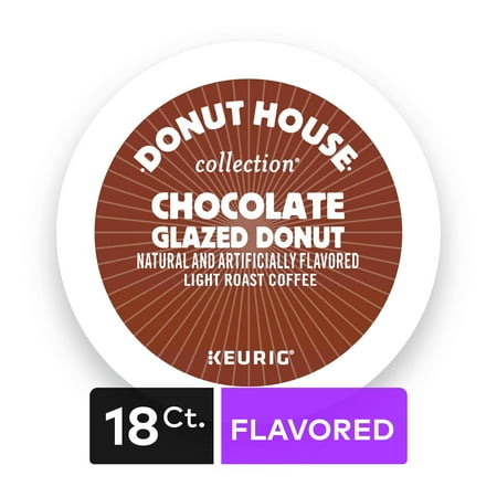 Donut House Collection Chocolate Glazed Donut Keurig Single-Serve K-Cup Pods, Light Roast Coffee, 18 Count