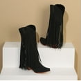 thumbnail image 2 of Black Women Mid Heel Boots Side Buckle Decor Durable Sole Comfortable For Office Wear, 2 of 5