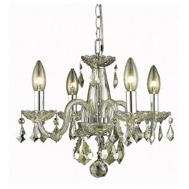 Elegant Lighting V7804D15GS-GS-RC 12 x 15 in. Rococo 4 light Golden Shadow Pendant - Royal Cut Crystals