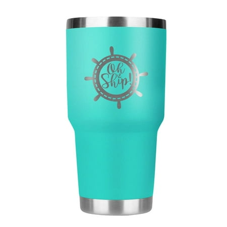 

Oh ship laser etched tumbler premium (light green)