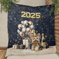thumbnail image 3 of Happy New Year Yorkshire Terrier Welcome 2025 Balloon Firework Party Quilt Blanket Yorkie Dog Lover Gifts Cozy Comforter Throw Blanket - 01014, 3 of 5
