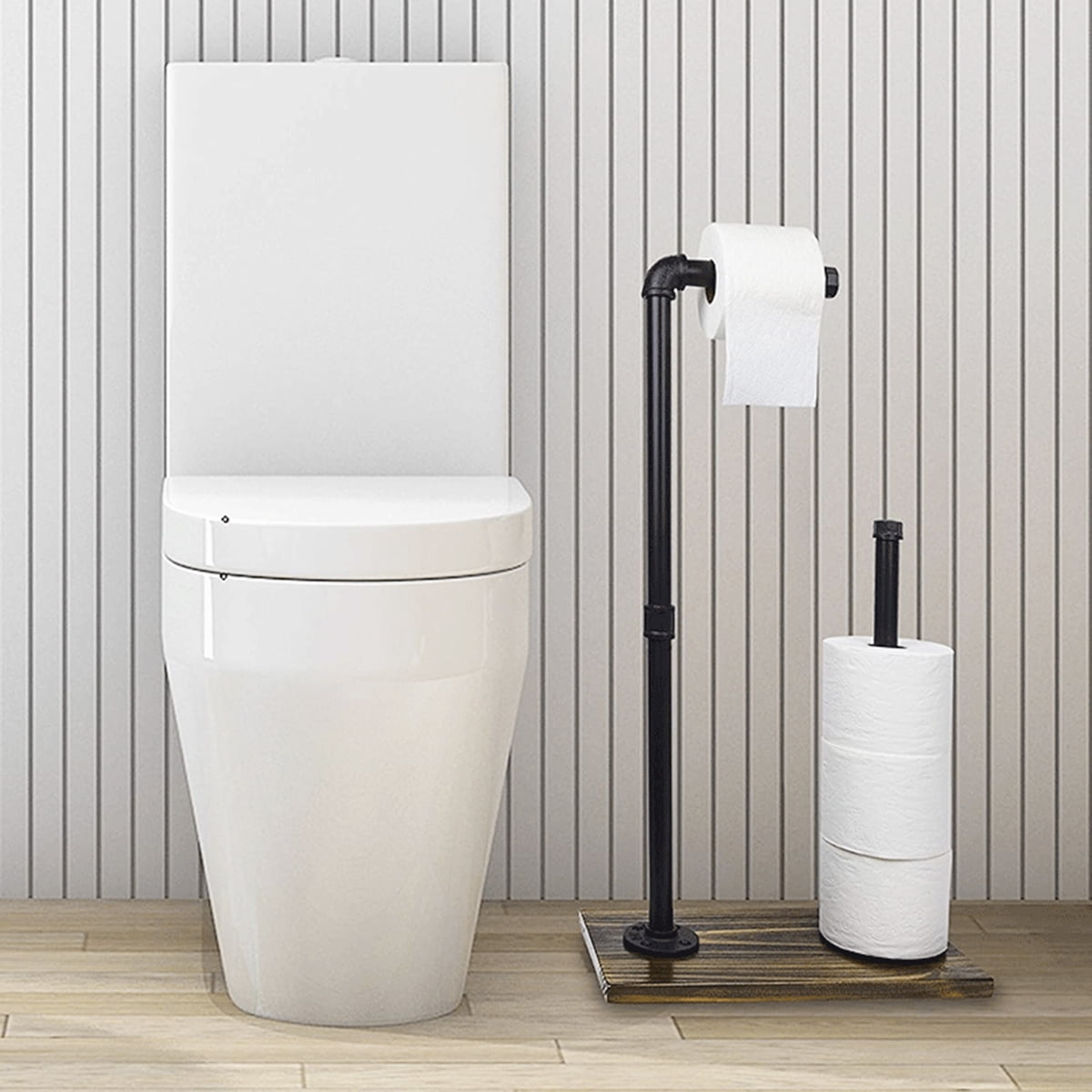 Bathroom Toilet Paper Holder Stand Industrial Tissue Organizer Free Standing 