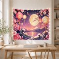 thumbnail image 5 of Moonlit Night With Mount Fuji And Lanterns, Serene Japanese Inspired for Nature Lovers, Cherry Blossom Wall Art, Housewarming Gift, Tapestry Wall Hanging for Bedroom and Living Room, 5 of 7