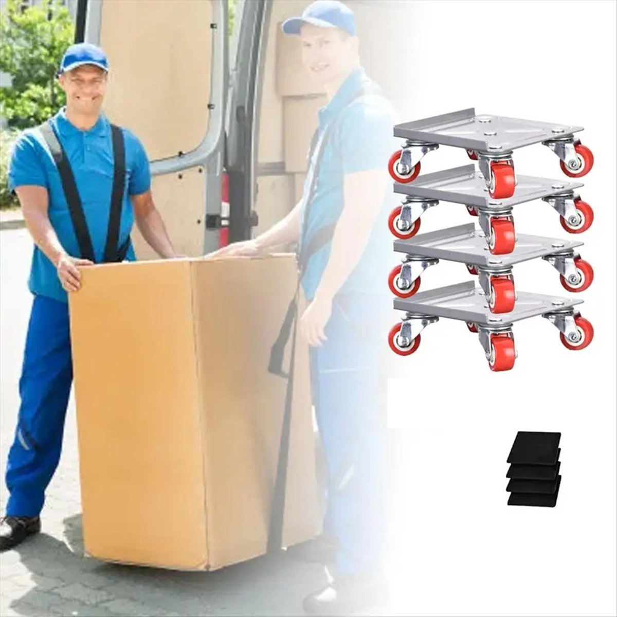 Heavy Furniture Mover 5-Wheel Furniture Dollies with Locking Wheels Load Lifter Moving Tool Set with Anti-Skid Pad Home