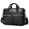 thumbnail image 2 of 15 Laptop Bag Office Leather Briefcase Shoulder Mens Business Bag Black, 2 of 6