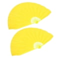 thumbnail image 3 of Tai Chi Kung Fu Fan Folding Handheld Yellow Fabric Fan 2Pcs for Performance, 3 of 4