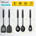 thumbnail image 2 of Silicone Spatula and Cooking Spoon,5 Pack Solid & Slotted Spoons and Spatulas Silicone Heat resitant for Kitchen, Stainless Steel Handle Coated with Silicone, Non Stick Utensil (Black), 2 of 5
