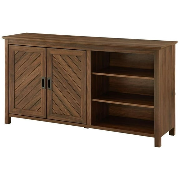 Pemberly Row 58" 2 Door Angled Groove Sideboard in Dark Walnut