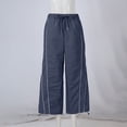 thumbnail image 5 of Womens Wide Leg Track Pants Drawstring High Rise Striped Elastic Waist Baggy Pants with Pockets Navy L, 5 of 9